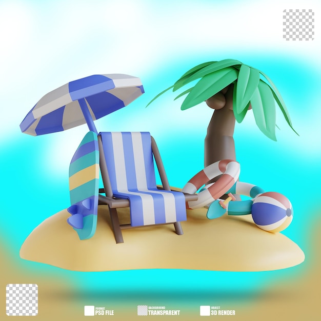 3d illustration beach