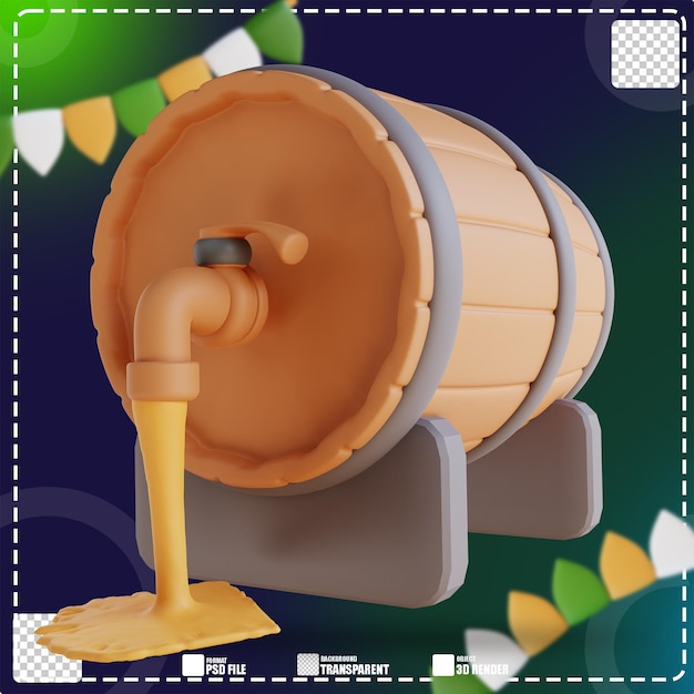 3d illustrazione del barile di birra 2