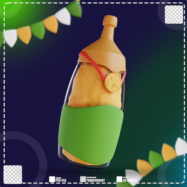 3d illustration of beer bottle 7