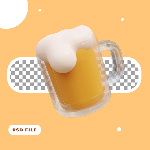 3d illustrazione di una tazza di birra