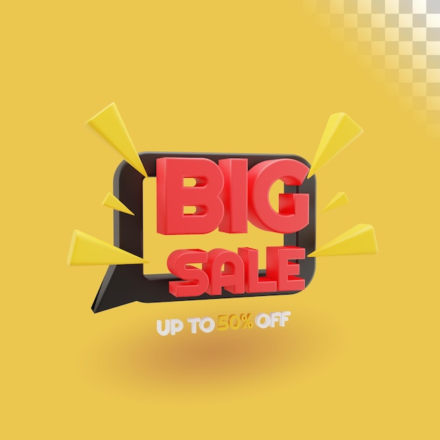 PSD 3d illustration of big sale