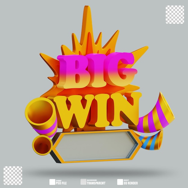 PSD 3d illustration big win 3