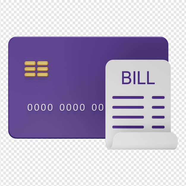 3d illustration of bill and atm card icon psd