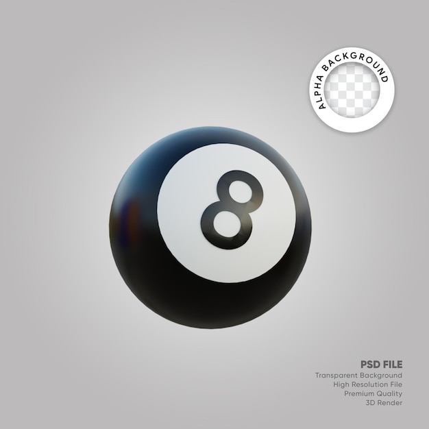 3D illustration of billiard ball eight