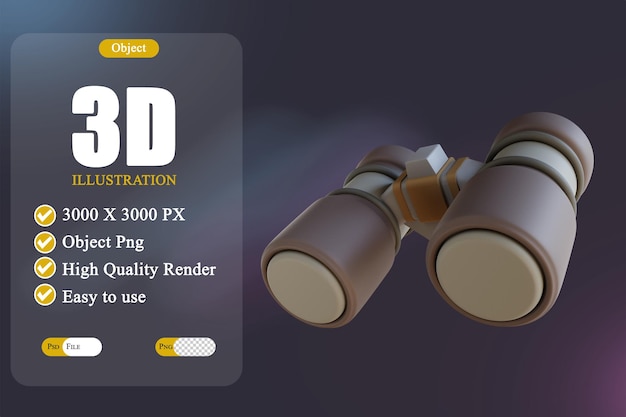 PSD 3d illustration binoculars 2