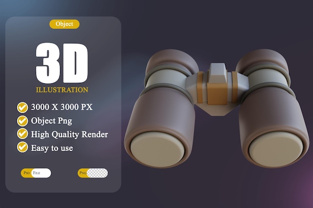 PSD 3d иллюстрации биноклей 3