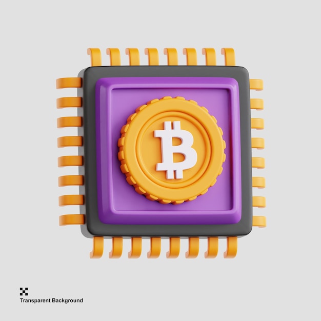 3d illustration of bircoin cpu