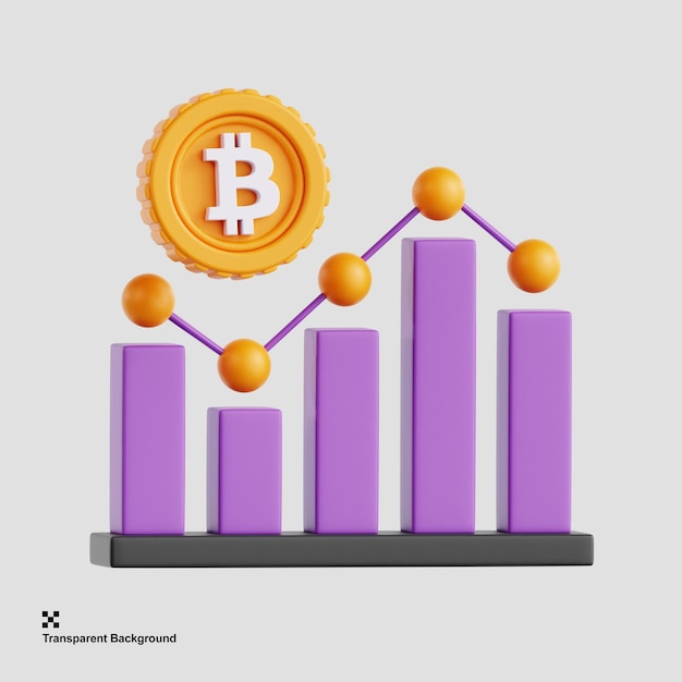 PSD illustrazione 3d dell'analisi bitcoin