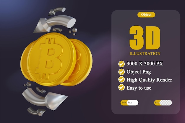 PSD 3d illustration bitcoin cash circulation