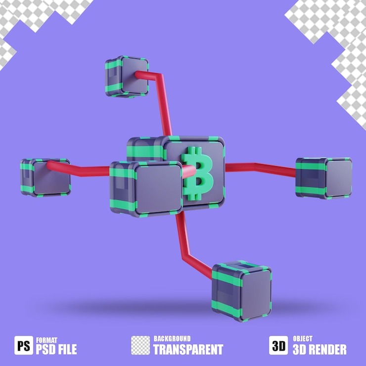 PSD 3d illustration bitcoin chain 3 suitable for cryptocurrency