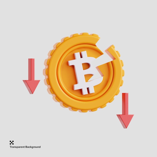 3D illustration of bitcoin crisis