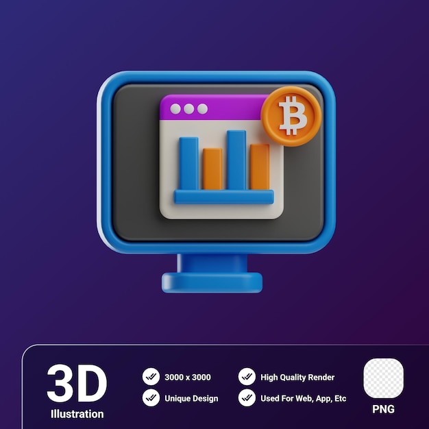 PSD 3d 일러스트레이션 bitcoin cryptocurrency 브라우저