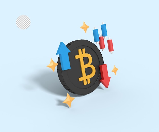 3d illustration of bitcoin rate fluctuation