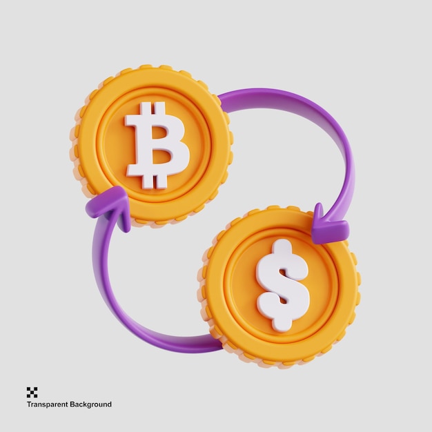 PSD 3d illustration of bitcoin swap exchange