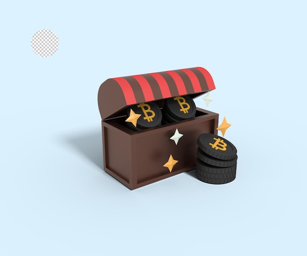 3d illustration of bitcoins storage in locker