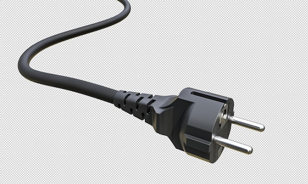 3d illustration of black electric plug