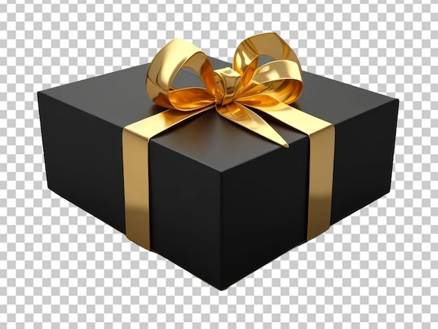 PSD illustrazione 3d di scatola regalo nera con nastro d'oro