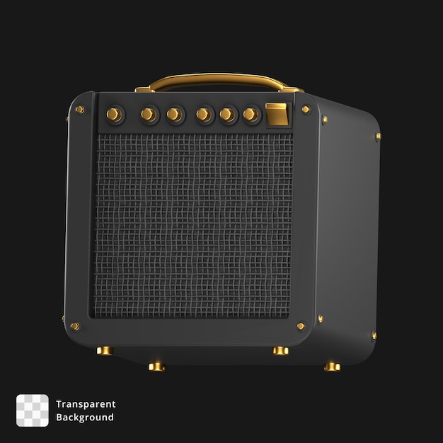 PSD 3d illustration of a black and gold amplifier