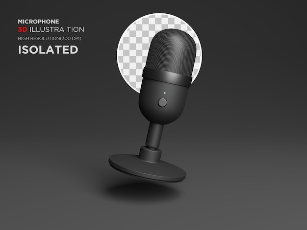 3D illustration of black microphone