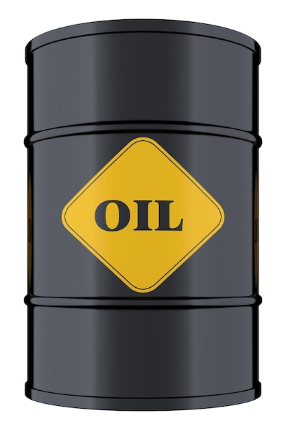 3D illustration of black oil barrel isolated on transparent background