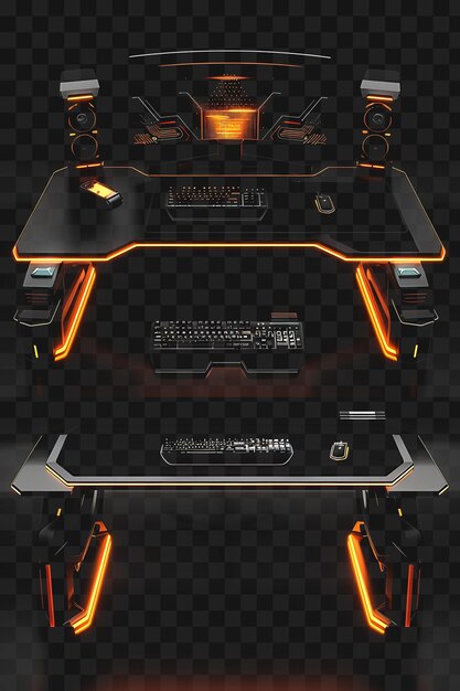 Un'illustrazione 3d di una stampante 3d nera e arancione