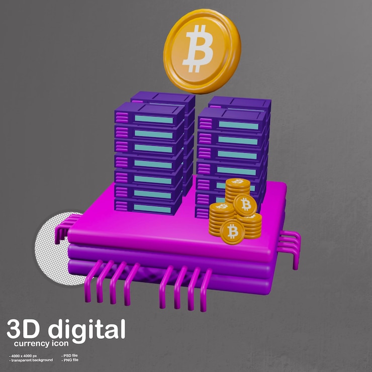PSD 3d illustration blockchain big data icon
