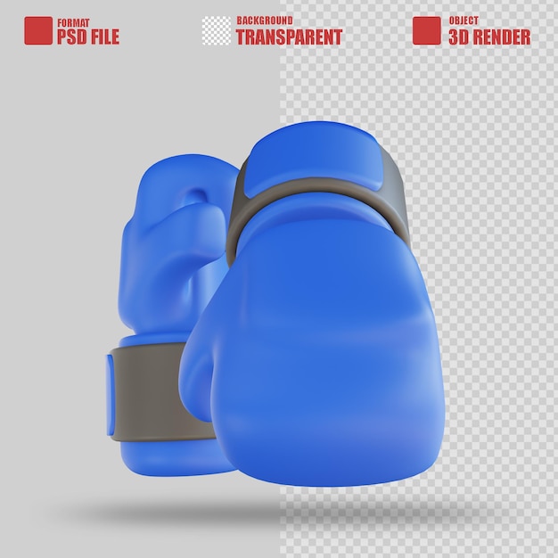 PSD illustrazione 3d guantoni da boxe blu sport 2