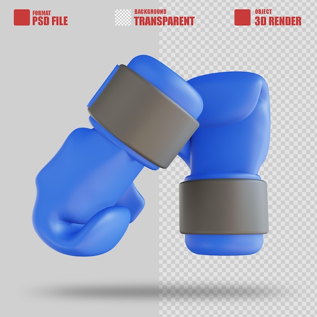 3D иллюстрация синие боксерские перчатки спорт