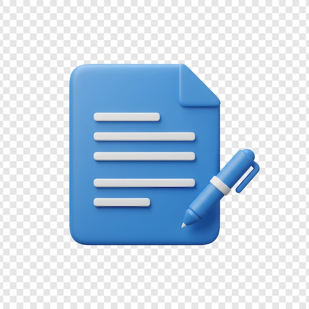 3d illustration of a blue document with a pen
