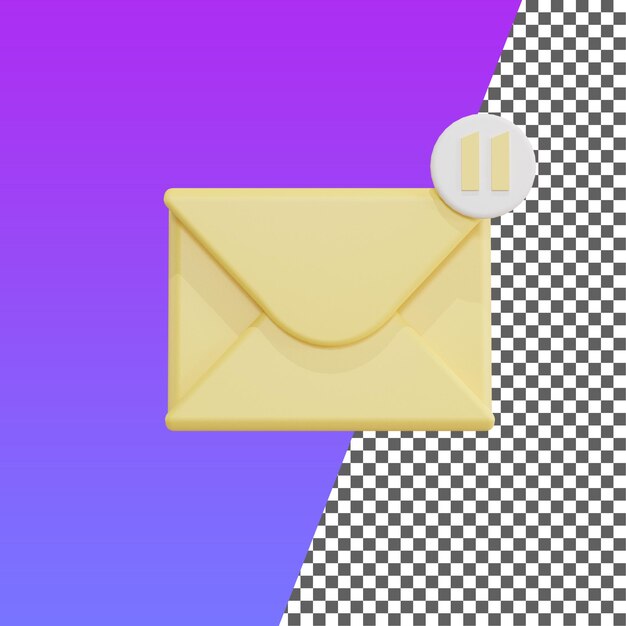 3D illustration blue email icon with notification unread email logo 3d rendering