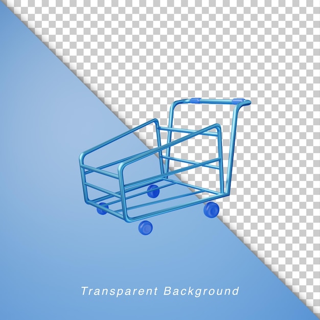 3d illustration blue shopping cart