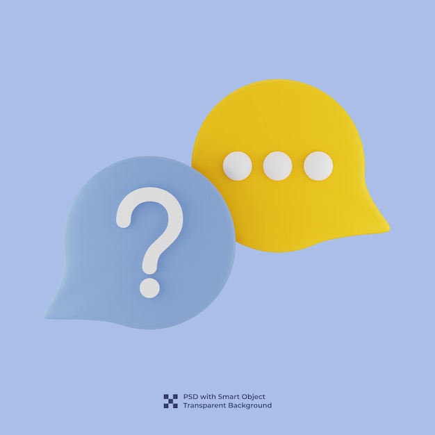 PSD 3d illustration of blue and yellow q and a