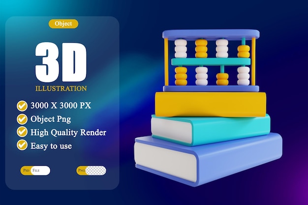 PSD 3d иллюстрированная книга и счеты 6