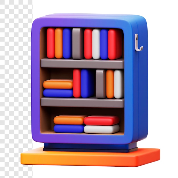 3d illustration bookcase library