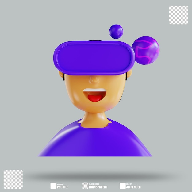 PSD 3d 그림 소년 사용 vr 기술