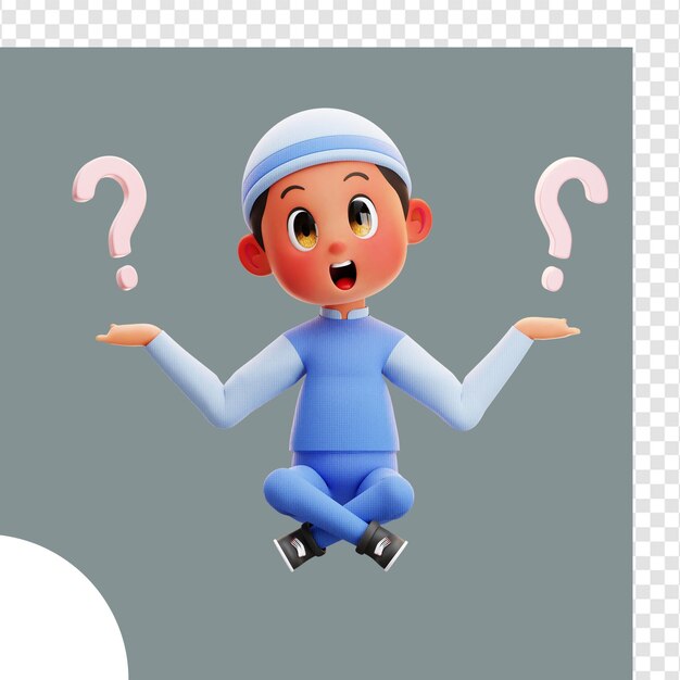 3d illustration boy wondering questions