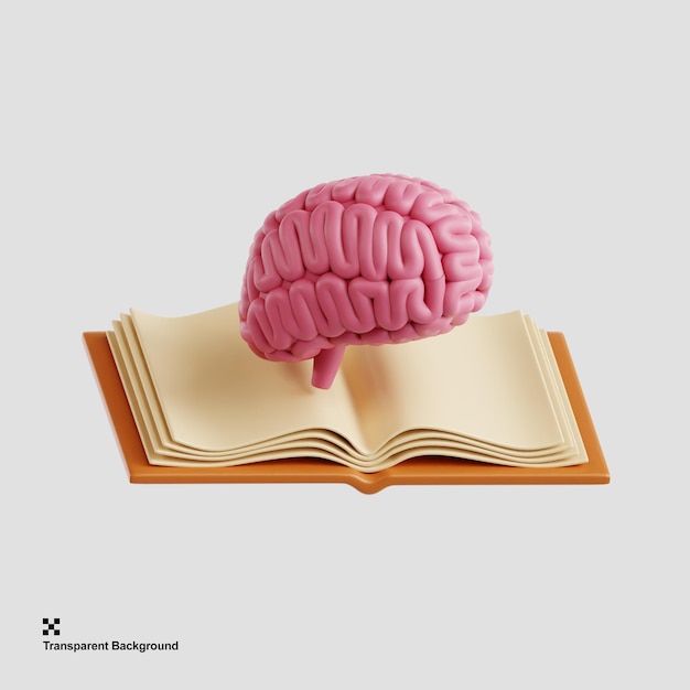 뇌와 열린 책의 3D 일러스트레이션