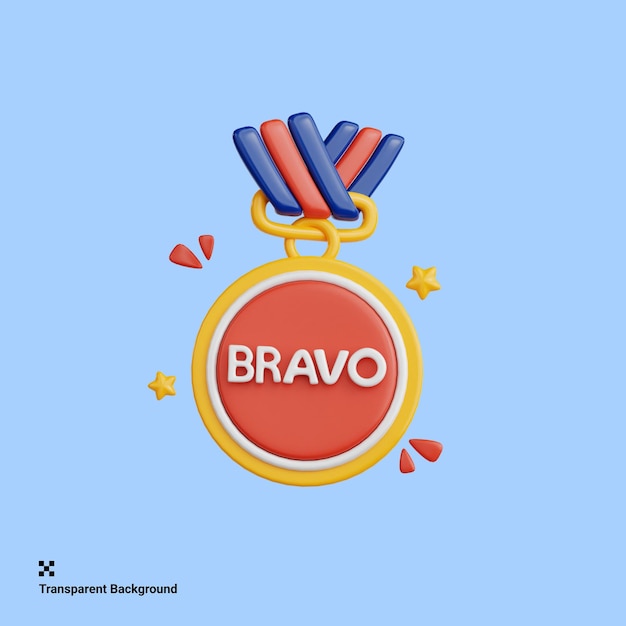 PSD 3d illustration of bravo good vibe sticker