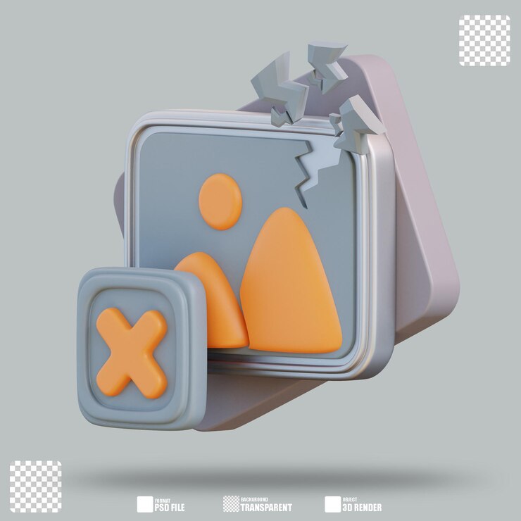 PSD 3d illustration broken image 2