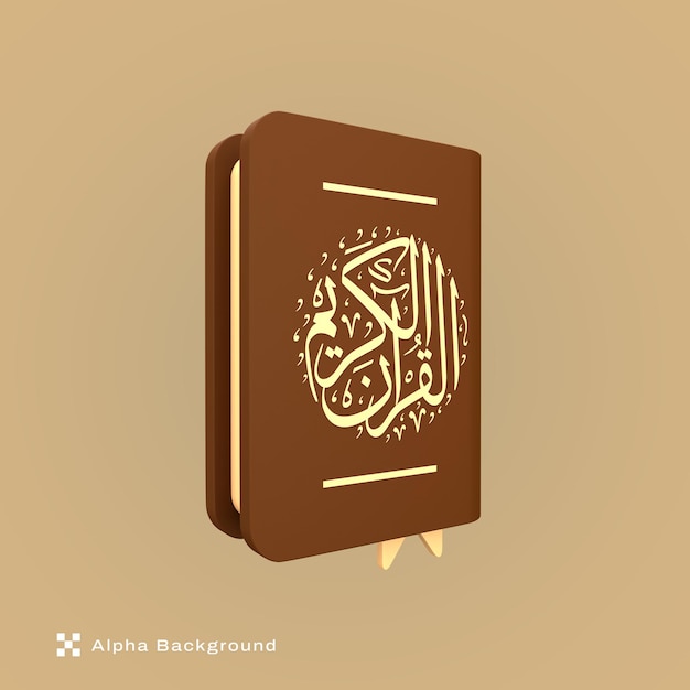 PSD 3d illustration brown al quran.