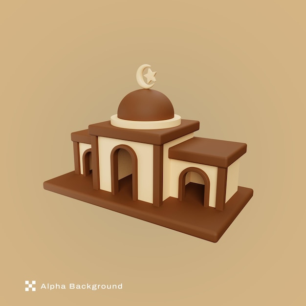 3d illustration of a brown mosque.