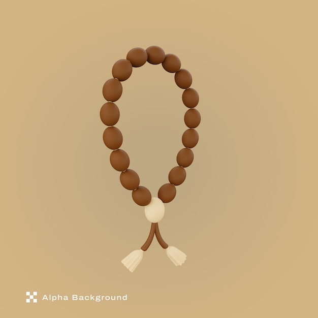 PSD 3d illustration of a brown prayer beads.