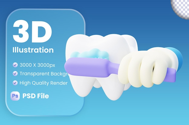 PSD 3d illustration of brushing teeth