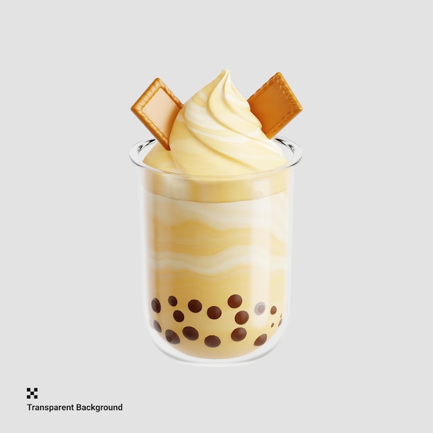 PSD 3d illustration of bubble tea