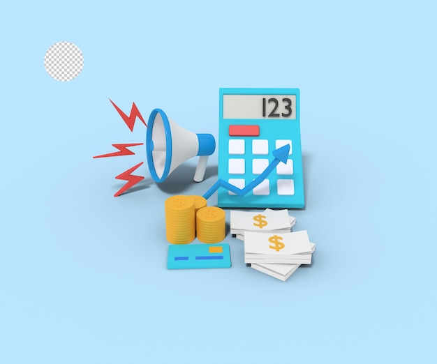 3d illustration of budget marketing