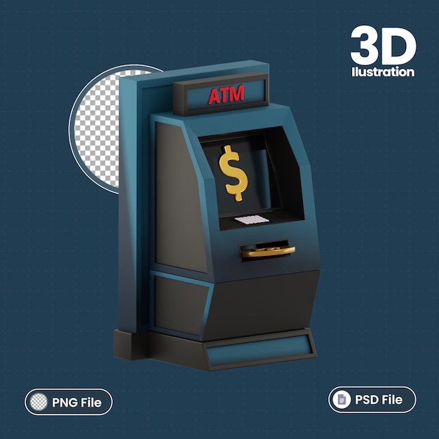 PSD 3d illustration business atm icon