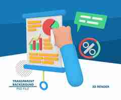 PSD 3d illustration of business financial report presentation