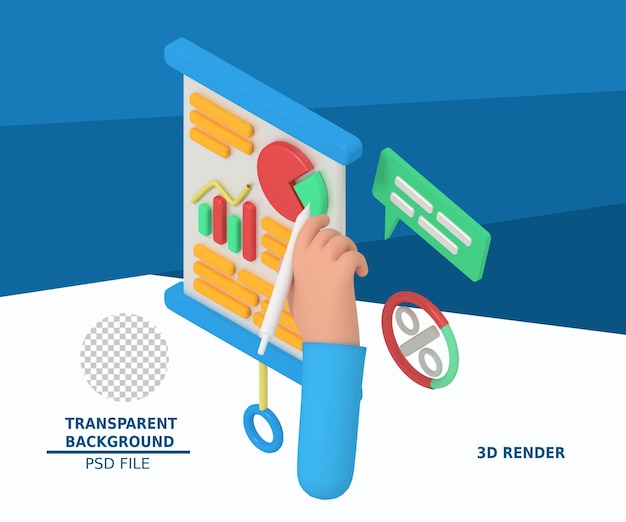 PSD 3d illustration of business financial report presentation