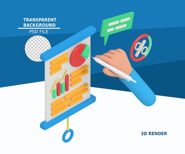 3d illustration of business financial report presentation