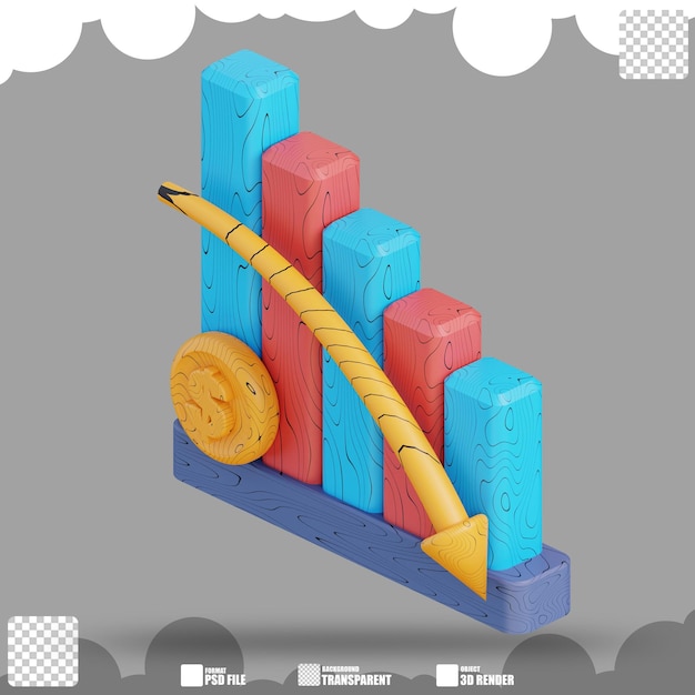 3d illustration business graph down 2